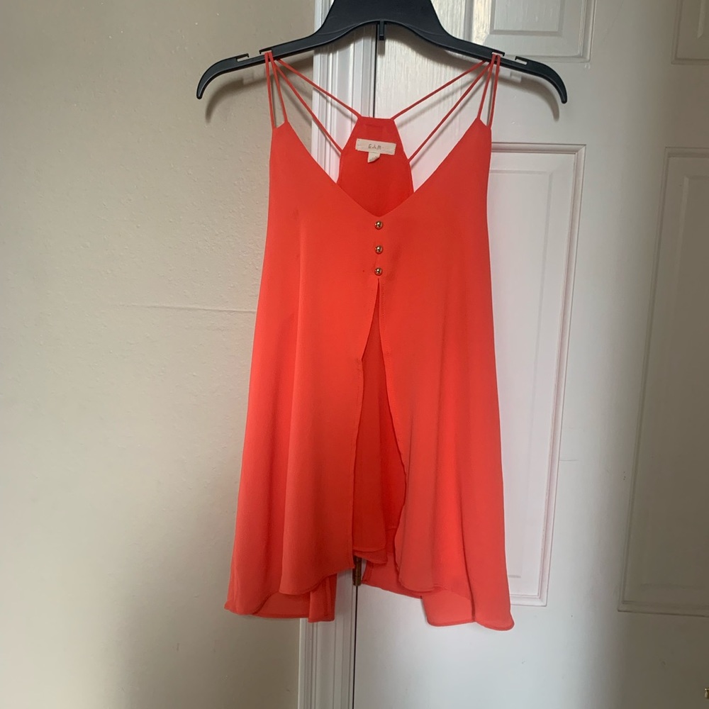 orange ladies flowy dress top size medium